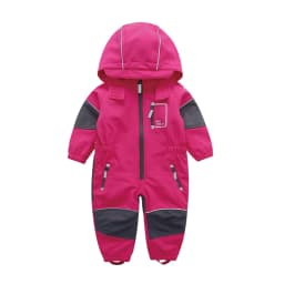 HONEYKING Children's Softshell Overalls Outdoor Hooded Coveralls Baby Rompers Windproof Waterproof Jumpsuit Kids Warm Jumpsuit