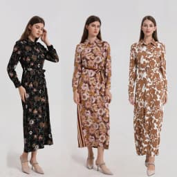 AP ISHA Style Print Soft Maxi Dress with Belt 2024 Spring and Summer Big Girls and Women Dresses Clothes 01-3