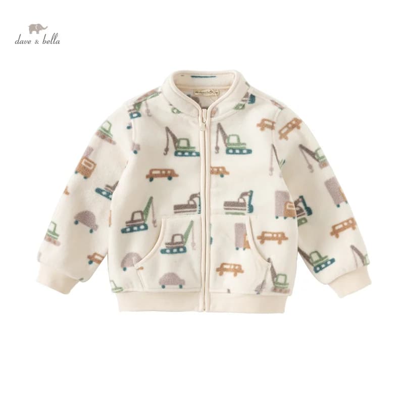 Dave Bella Boys Jackets Coats Zipper Spring Autumn Children's Clothing Cartoon Print Cute Outwear Kid Wear DB396-X