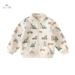 Dave Bella Boys Jackets Coats Zipper Spring Autumn Children's Clothing Cartoon Print Cute Outwear Kid Wear DB396-X