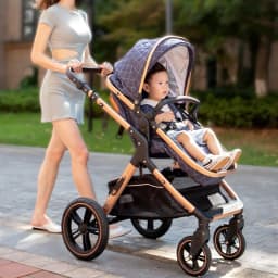 Baby Stroller, One Click Folding, Two-Way Push, 3-in-1, Lightweight, Can Sit or Lie Down, Portable Baby Stroller Suitable for Ag
