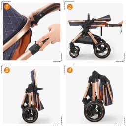 Baby Stroller, One Click Folding, Two-Way Push, 3-in-1, Lightweight, Can Sit or Lie Down, Portable Baby Stroller Suitable for Ag