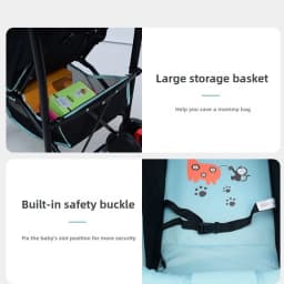 Cartoon Elephant Stroller Adjustable Baby Stroller for All Seasons, Can Sit or Lie Down Safe and Portable