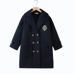 Teens Girls Winter Jacket Preppy Style Navy Mid-length Wool Coat for Kids Thick Warm Casual All-match School Children Outerwear