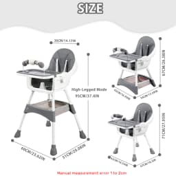 Convertible High Chair for Babies and Toddlers, Foldable, Easy Clean, Padded Seat, Footrest,Tray Cup Holder, 15 kg Max Load