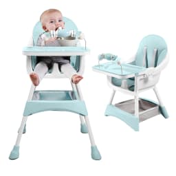 Convertible High Chair for Babies and Toddlers, Foldable, Easy Clean, Padded Seat, Footrest,Tray Cup Holder, 15 kg Max Load