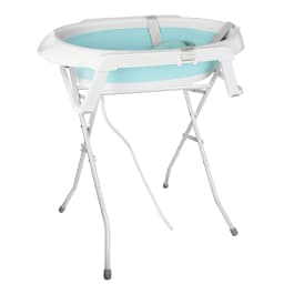 Foldable Baby Bathtub with Stand, Bath Seat & Drainage, Perfect for the Shower, From Birth to 3 Tears, Ideal as a Baby Gift