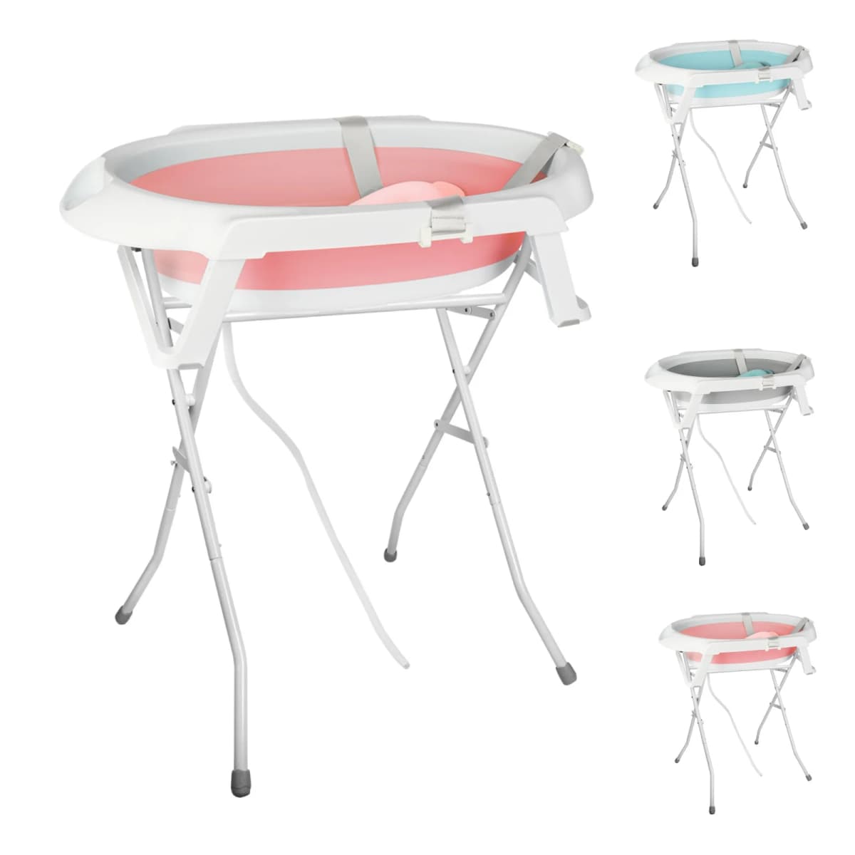 Foldable Baby Bathtub with Stand, Bath Seat & Drainage, Perfect for the Shower, From Birth to 3 Tears, Ideal as a Baby Gift