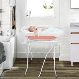 Foldable Baby Bathtub with Stand, Bath Seat & Drainage, Perfect for the Shower, From Birth to 3 Tears, Ideal as a Baby Gift