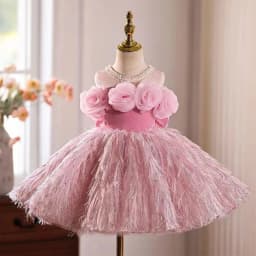Pink Kids Girls Princess Dress Party Flower Wedding Children Birthday Puffy Gown Stage Host Model Show Pageant Formal Dresses