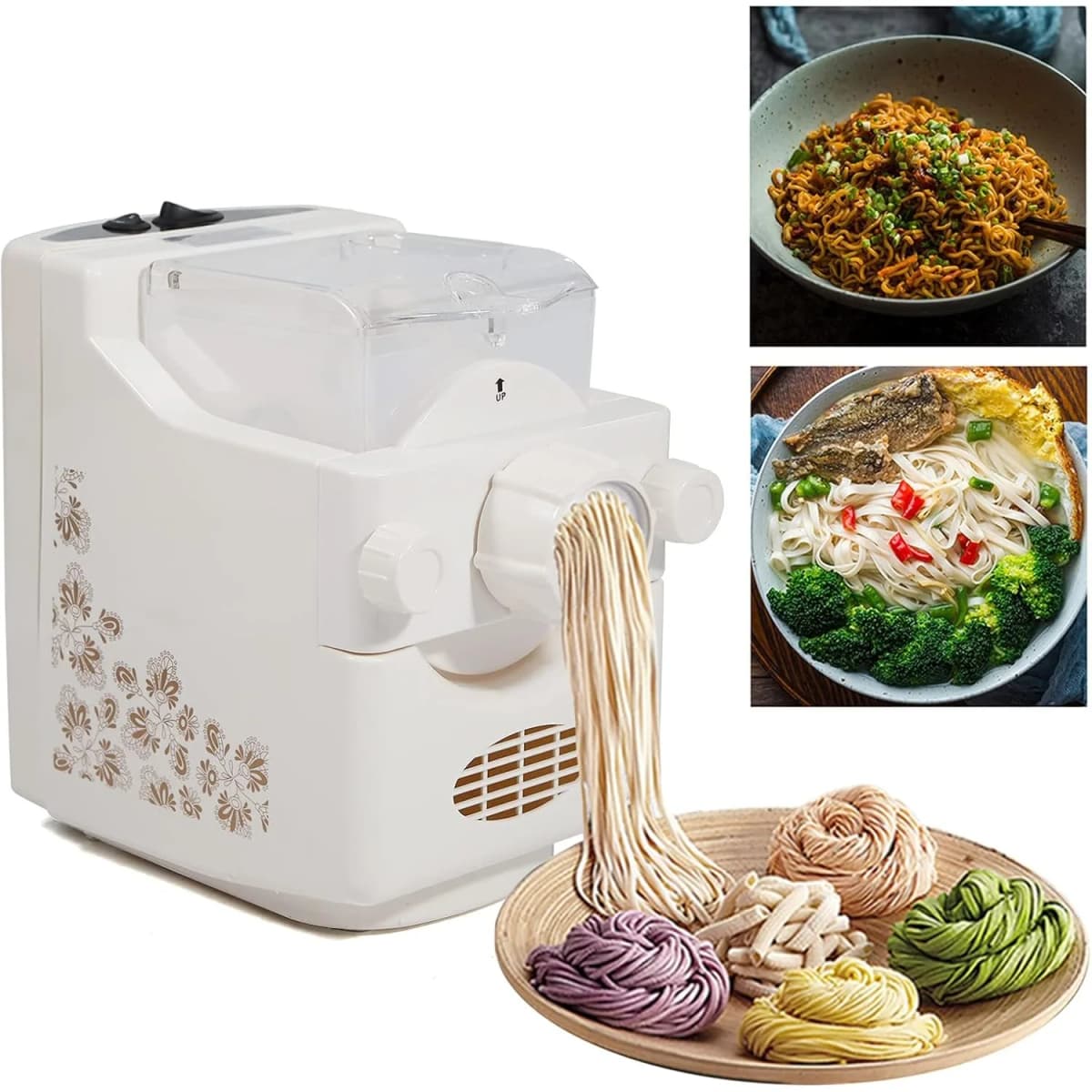 180W Electric Noodle Maker with 9 Replaceable Molds, Fast Mixing Non-toxic ABS Material,DIY Healthy Noodles Pasta for Family Use