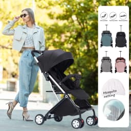 Baby Stroller Pram Lightweight Compact Foldable Carry on Plane Wi Mosquito Net