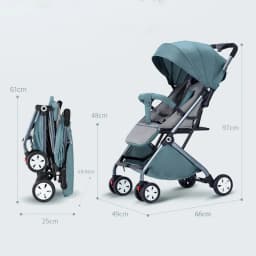Baby Stroller Pram Lightweight Compact Foldable Carry on Plane Wi Mosquito Net