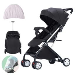 Baby Stroller Pram Lightweight Compact Foldable Carry on Plane Wi Mosquito Net