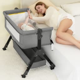 3 in 1 Baby Bassinet Bedside Sleeper, Easy to Assemble & Foldable Portable Baby Cradle for Newborns