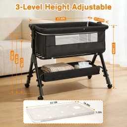 3 in 1 Baby Bassinet Bedside Sleeper, Easy to Assemble & Foldable Portable Baby Cradle for Newborns