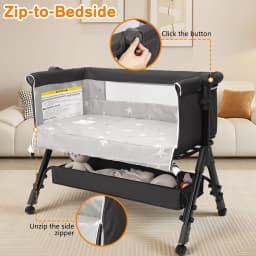 3 in 1 Baby Bassinet Bedside Sleeper, Easy to Assemble & Foldable Portable Baby Cradle for Newborns