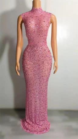 Hot Selling Long Gowns For Women Evening Dresses Gold Plus Size Elegant Rhinestone Diamond Luxury Studded Dress