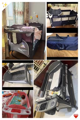 PANGDUBE 4-in-1 Foldable Baby Bedside Crib Newborn Bed Multifunctional Bassinet with Changing Table Convertible Baby Rocker