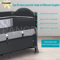 PANGDUBE 4-in-1 Foldable Baby Bedside Crib Newborn Bed Multifunctional Bassinet with Changing Table Convertible Baby Rocker