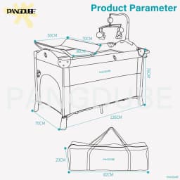 PANGDUBE 4-in-1 Foldable Baby Bedside Crib Newborn Bed Multifunctional Bassinet with Changing Table Convertible Baby Rocker