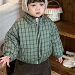 2025 Winter New Children Warm Plaid Coat Boys Girls Cotton Padded Jacket Long Sleeve Baby Plus Velvet Thick Coat Kids Clothes