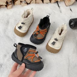 Kids Ankle Boots Soft Bottom Toes Capped Boys Girls Sports Boots Non-slip 2025 Winter New Children Warm Boots Hook&loop Handsome