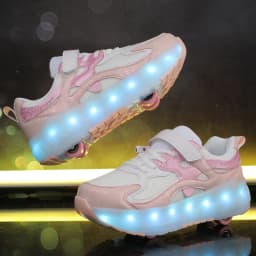 2026 Boys Girls Roller Shoes LED Light Up USB Charging Children Roller Skate Glowing Skateboarding Shoes Sports Kids Sneakers Ne