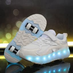 2026 Boys Girls Roller Shoes LED Light Up USB Charging Children Roller Skate Glowing Skateboarding Shoes Sports Kids Sneakers Ne