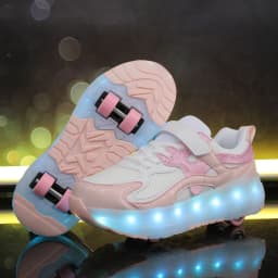 2026 Boys Girls Roller Shoes LED Light Up USB Charging Children Roller Skate Glowing Skateboarding Shoes Sports Kids Sneakers Ne