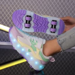 2026 Boys Girls Roller Shoes LED Light Up USB Charging Children Roller Skate Glowing Skateboarding Shoes Sports Kids Sneakers Ne