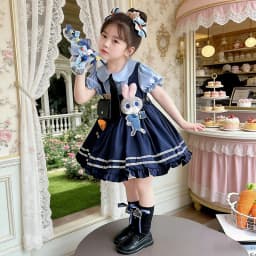 Girl Cosplay Judy Hopps Police Officer Dress Ear Sheriff Hat Bunny Costume Kids Dress Up Halloween Rabbit Disguise Dress Outfits