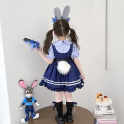 Girl Cosplay Judy Hopps Police Officer Dress Ear Sheriff Hat Bunny Costume Kids Dress Up Halloween Rabbit Disguise Dress Outfits