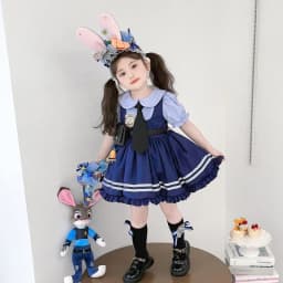 Girl Cosplay Judy Hopps Police Officer Dress Ear Sheriff Hat Bunny Costume Kids Dress Up Halloween Rabbit Disguise Dress Outfits