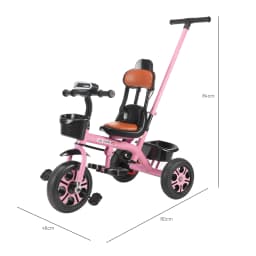 Trike for Children Aged 18 Months to 5 Years, Trike with Push Handle, Toddler Trike with Basket, Children’s Ride-on Trike, Ideal Gift for Boys and Girls, Red/Green/Pink