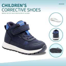 Princepard Children Sneakers Kids Girls Boys Orthopedic Shoes Leather Mesh Arch Support Breathable Non-Slip Corrective Footwear