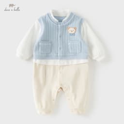Dave Bella Baby Spring Jumpsuit Newborn Clothes Autumn Fake Two Piece Romper Boys Creeper Knitted Cute Leisure Comfort DB1260821