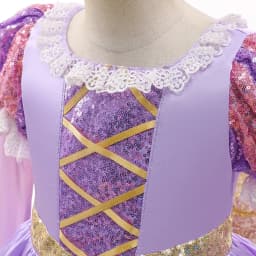 Muababy Rapunzel Princess Cosplay Dress Set Tangled Halloween Birthday Christmas Party Outfit for Girls Kids 2-10Y Vestido