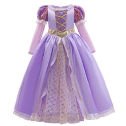 Muababy Rapunzel Princess Cosplay Dress Set Tangled Halloween Birthday Christmas Party Outfit for Girls Kids 2-10Y Vestido