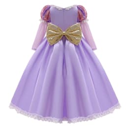 Muababy Rapunzel Princess Cosplay Dress Set Tangled Halloween Birthday Christmas Party Outfit for Girls Kids 2-10Y Vestido