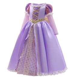 Muababy Rapunzel Princess Cosplay Dress Set Tangled Halloween Birthday Christmas Party Outfit for Girls Kids 2-10Y Vestido