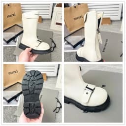 Little Girls Chunky Mid-calf Boots 2026 New Autumn Winter Kid British Style Leather Boots with Buckle Non-slip Kids Riding Boots