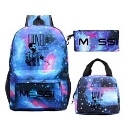 3Pcs/set Football Star Trend Backpack For Girl Boy Student Teenager Children Rucksack Kids Birthday Gift Women Casual School Bag
