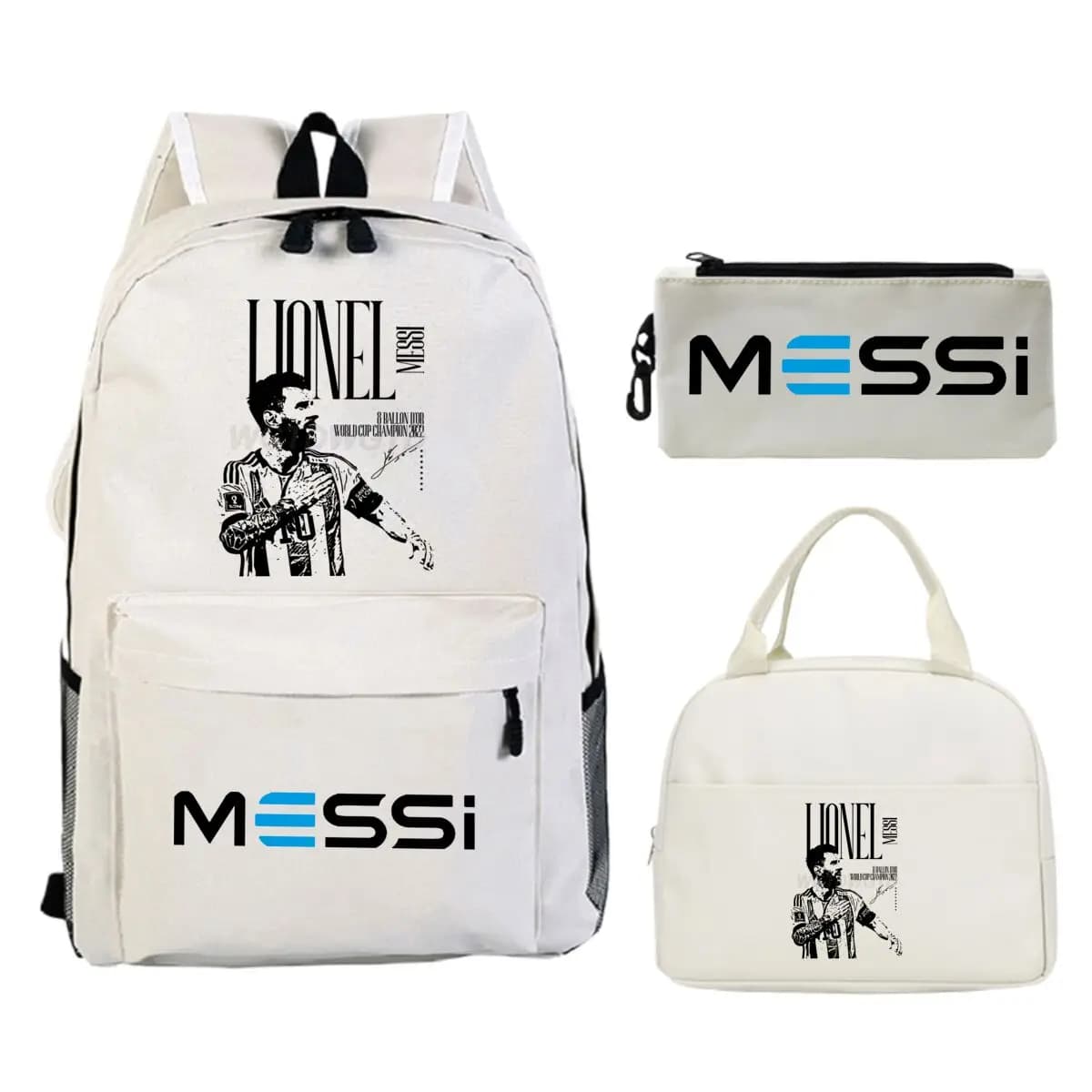 3Pcs/set Football Star Trend Backpack For Girl Boy Student Teenager Children Rucksack Kids Birthday Gift Women Casual School Bag