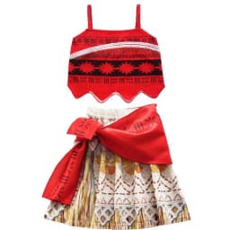 Summer Moana Dress for Kids Girls Princess Vaiana Cosplay Carnival Children Birthday Party Headwear Necklace Pet Pig Chicken Set