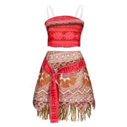 Summer Moana Dress for Kids Girls Princess Vaiana Cosplay Carnival Children Birthday Party Headwear Necklace Pet Pig Chicken Set