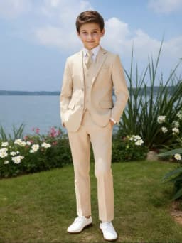 Boys Suit 5 Piece Jacket Vest Pants Shirt Tie Random Wedding Birthday Party Gift Performance Uniform School Uniforms Size 4-16Y