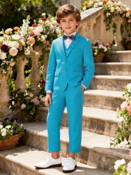 Boys Suit 5 Piece Jacket Vest Pants Shirt Tie Random Wedding Birthday Party Gift Performance Uniform School Uniforms Size 4-16Y