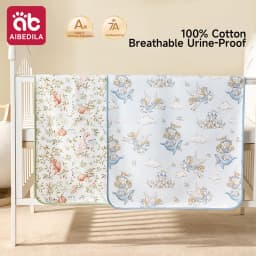 AIBEDILA Dry Baby Toddler Kids Women 100% Cotton Waterproof Washable Airy Large Size Menstrual Overnight Diaper Pad 150x100cm
