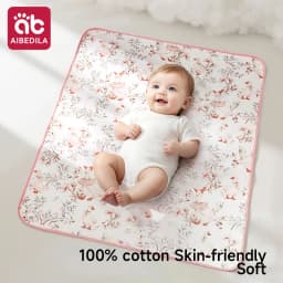 AIBEDILA Dry Baby Toddler Kids Women 100% Cotton Waterproof Washable Airy Large Size Menstrual Overnight Diaper Pad 150x100cm